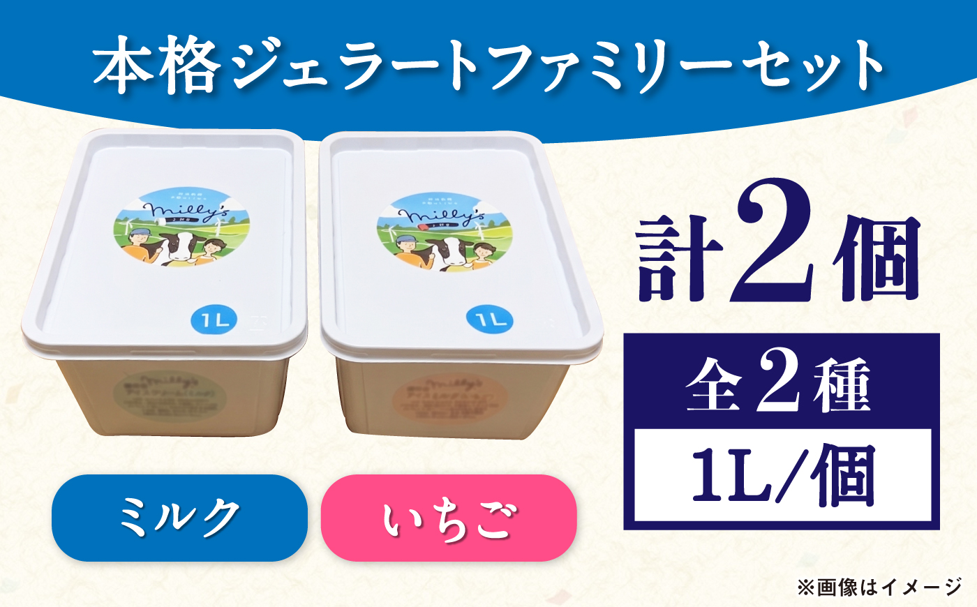 本格ジェラート ファミリーセット 1L×2個 / アイスクリーム / 佐賀県 / 松本アイス工房 [41AOAA005]