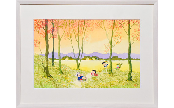No.339 池原昭治 風景画(原画)大判<武蔵野の雑木林シリーズ> 春・夏・秋・冬