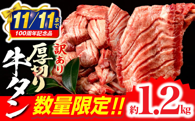 
            【市制100周年特別規格・期間限定】《訳あり》厚切り 牛タン 塩味 計1.2kg (600g×2)_M179-014-UP
          