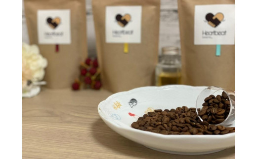 
＜ハートビートビーンズ＞ レギュラーコーヒーセット／V.I.P エスコートコーヒー ＋ 五次元ブレンド ＋ ブラジルから千利休＋かんたんドリップフィルター
