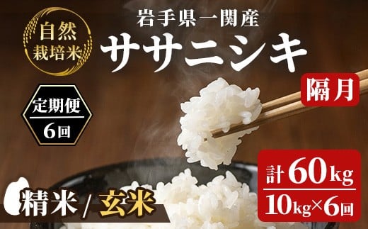 
            令和7年産【各月定期便 全6回】 ササニシキ 60kg〈10kg×6回〉【選べる 精米 ・ 玄米 】有機栽培 お米 米 コメ 定期 まとめ買い 人気 おすすめ リピート お弁当 弁当 料理 和食 おにぎり おむすび 食品
          