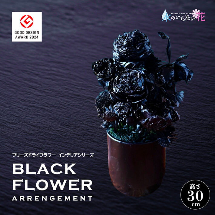 【ふるさと納税】黒い花 ゼロフラワー 「BLACK FLOWER ARRANGEMENT」 フリーズドライフラワーインテリアシリーズ 山形県 酒田市 庄内 LotusGarden フリーズドライ専門店 Next Level FLOWERS Japan ゼロフラワー フラワーアレンジメント インテリア 室内 花 黒 モノトーン
