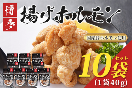 博多揚げホルモン(10袋セット) ホルモン 国産豚 唐揚げ おつまみ 送料無料