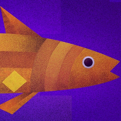 ＼京都・綾部の癒やし系作家/【絵画】　魚と夜　　額装サイズ526mmx412mm【1278194】