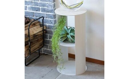 【andFREL】SCサイドテーブル ハイタイプ ホワイト 直径35cm 高さ70cm インテリア 家具 シンプル スタイリッシュ 寝室 リビング お店 店舗 おしゃれ ベッドサイド  メラミン‐ホワイトウォールナット ※離島への配送不可