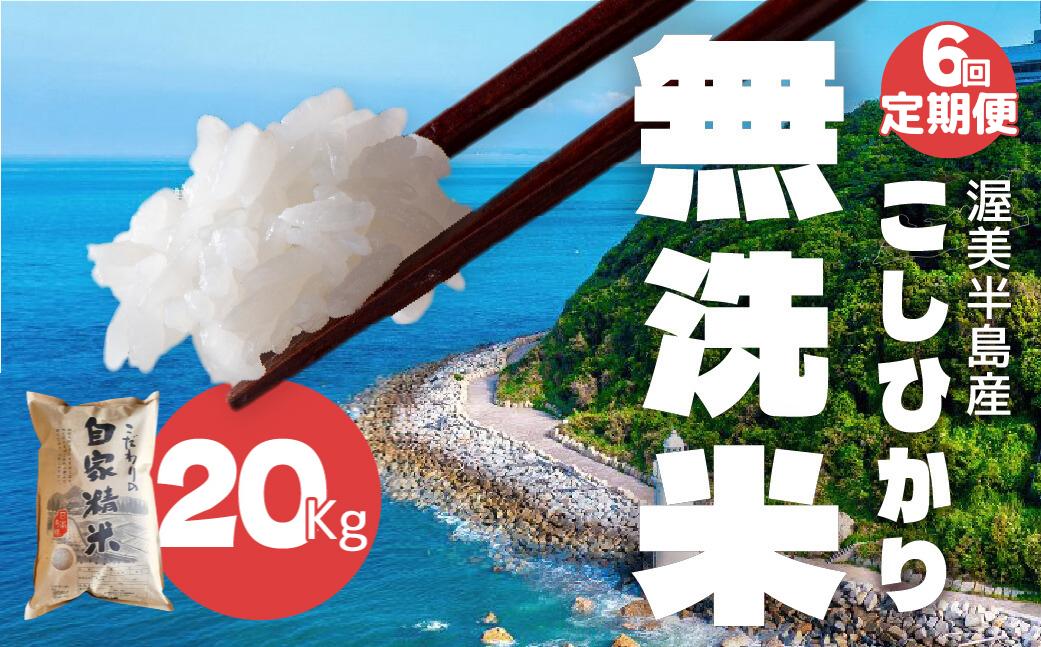 
《新米 先行予約》無洗米 コシヒカリ 20kg 6回 定期便 6ヶ月 米 定期便
