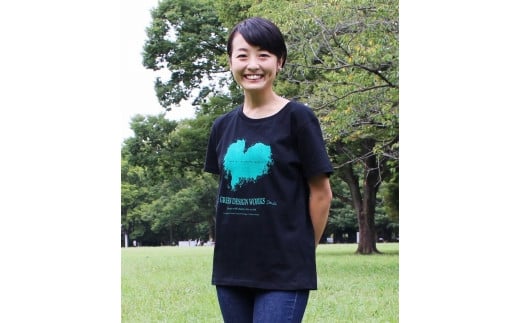 屋久島ウィルソン株ハートTシャツ (黒地／Lサイズ：男女兼用)