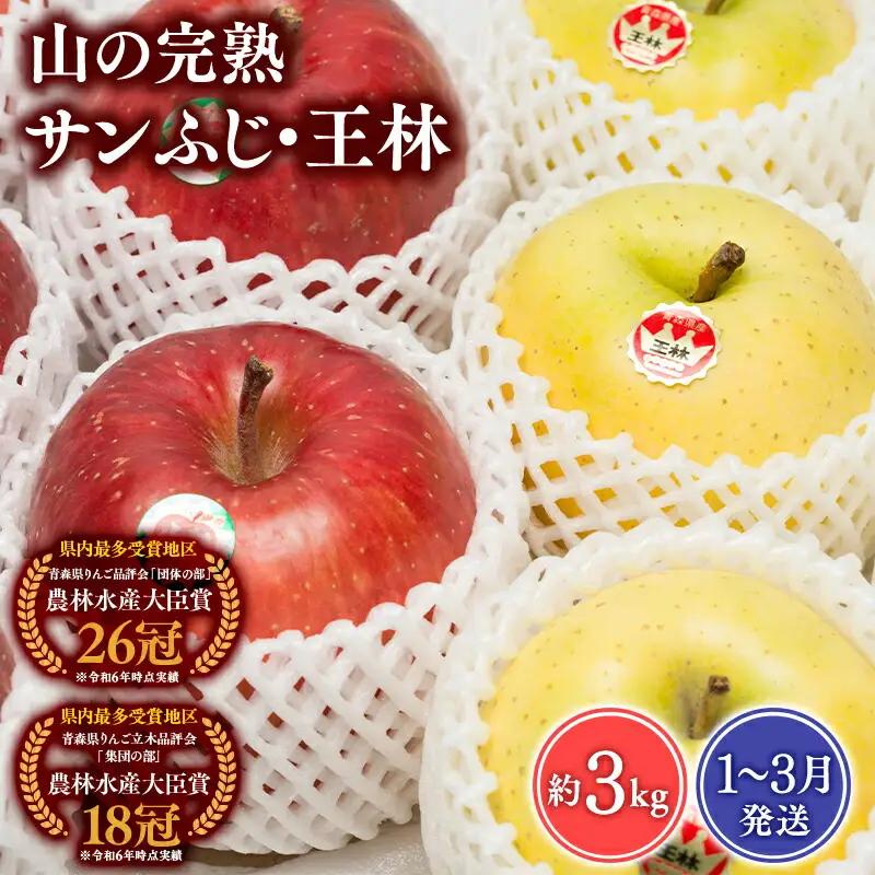 りんご 山の完熟サンふじ・王林約3kg りんご