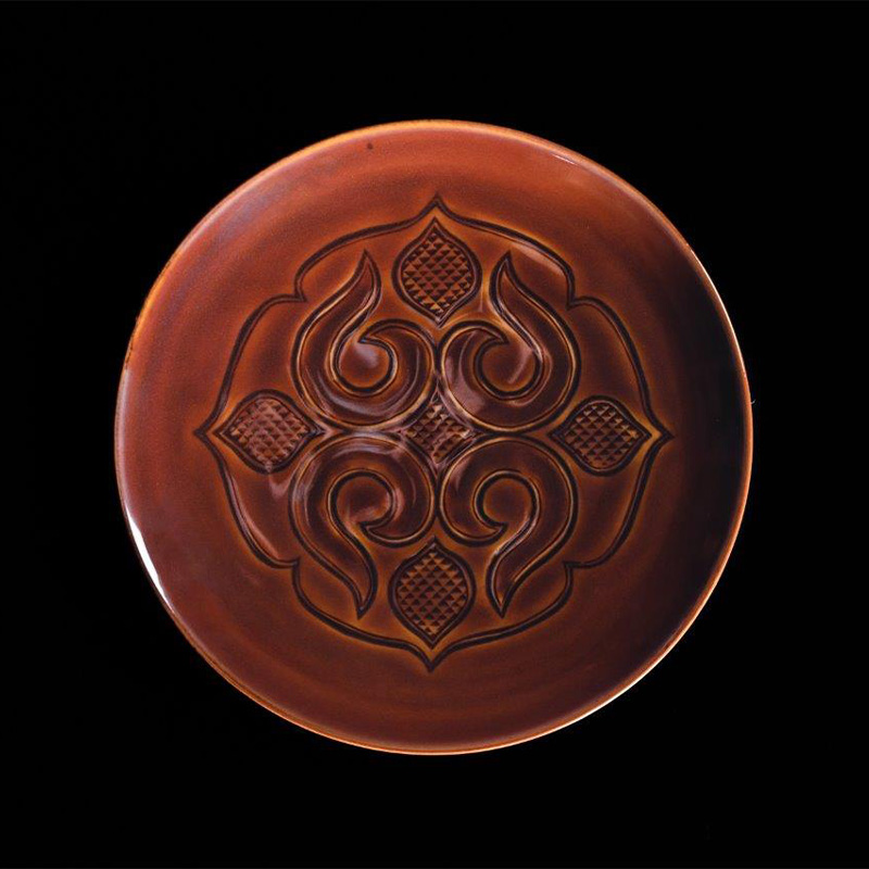 AINU×有田焼 斎藤政輝デザイン 2枚 セット アイヌ 阿寒 民芸品 北海道 雑貨 グッズ 日用品 民芸 伝統 文様 F4F-2578