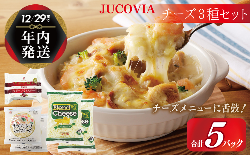 【年内発送】 【ムラカワチーズ】JUCOVIA スライスチーズ1種・シュレッドチーズ2種セット 合計5パック 099H2986y