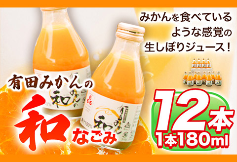 有田みかんの和 なごみ 180ml×12本入《90日以内に出荷予定(土日祝除く)》 和歌山県 日高町 オレンジジュース 果樹園紀の国株式会社