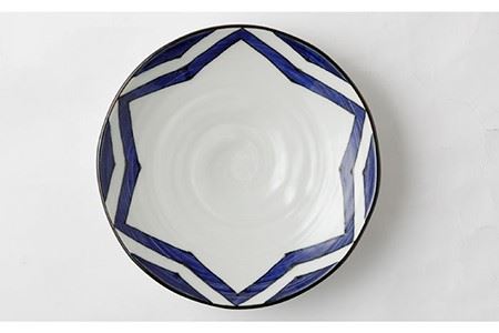 【波佐見焼】 染シリーズ プレート M/L ペア 4枚 幾何紋 短冊 食器 皿 【山下陶苑】 [PC14] 波佐見焼