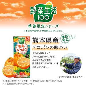カゴメ 野菜生活100 熊本デコポンミックス 195ml 24本 1日分のビタミンC 砂糖不使用 紙パック ビタミンＣ 健康 飲料 果汁 贈答用 熊本 デコポン 季節限定 期間限定 [12月より順次発