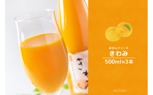 
温州みかん使用100％ストレート果汁 きわみ みかんジュース 500ml×3本セット【和歌山グルメ市場】
