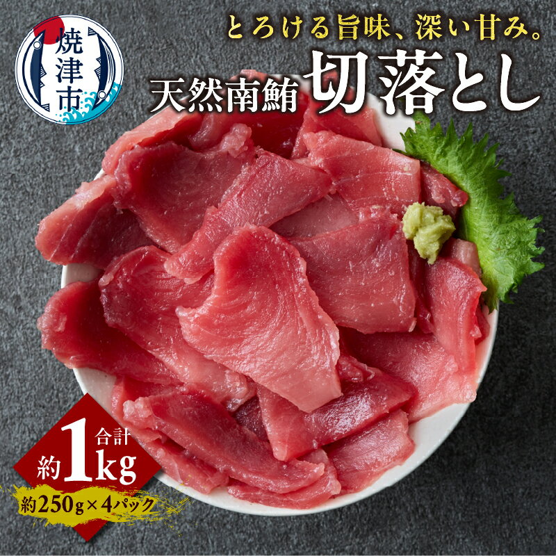 【ふるさと納税】 マグロ 天然 南まぐろ 切落し トロ 中落ち 250g×4パック 合計1kg 特級醤油付 冷凍 焼津 a12-259