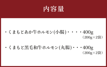 くまもとあか牛 ・ くまもと黒毛和牛ホルモンセット 合計800g(200g×4袋)