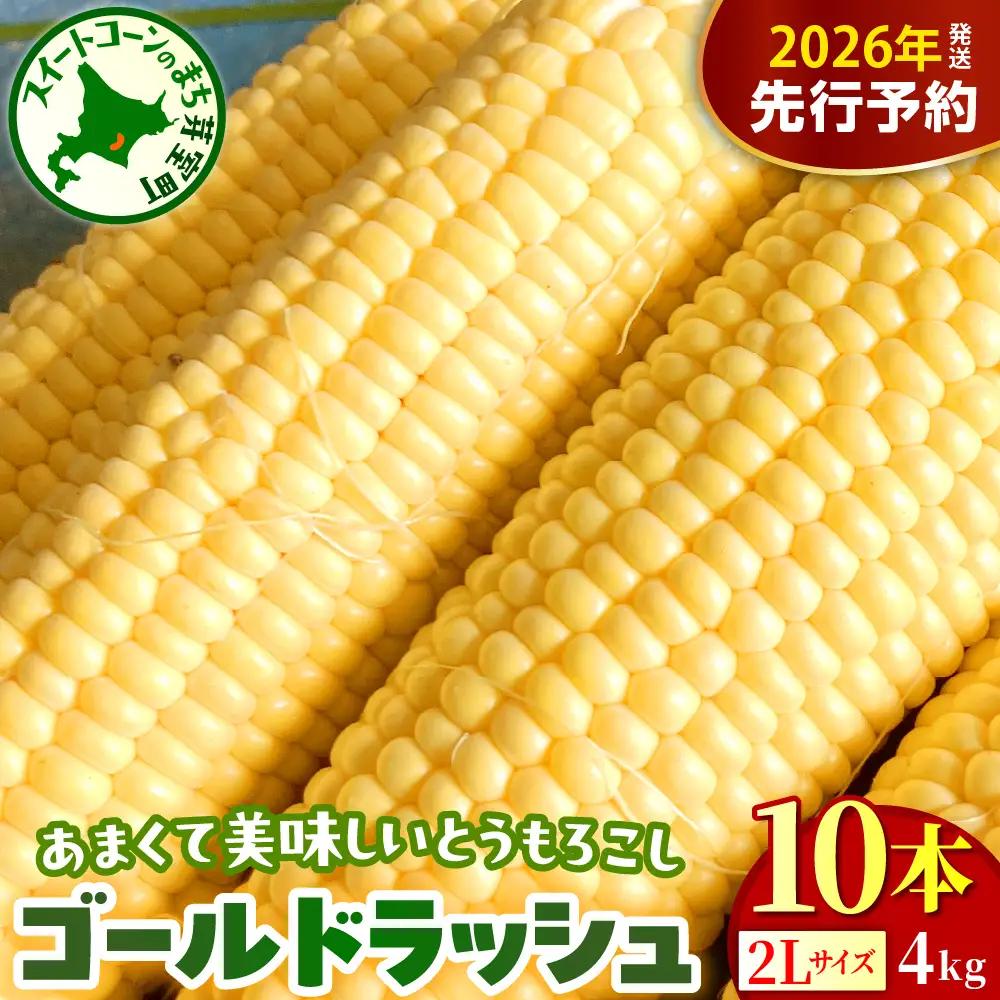 【先行受付】【2026年8月上旬～8月下旬頃配送】北海道十勝芽室町 とうもろこし ゴールドラッシュ 2Lサイズ 10本セット キャンプ飯 BBQ ソロキャン人気 トウモロコシ 生 野菜 北海道 十勝 芽室町 送料無料 お取り寄せme078-003c-26
