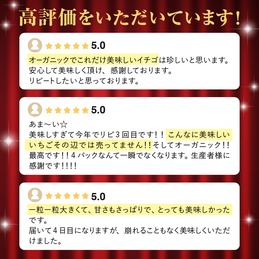 オーガニックあまおう 「いせいちご」 おまかせ4パック（MIX）【伊世いちご畑】_HA1018