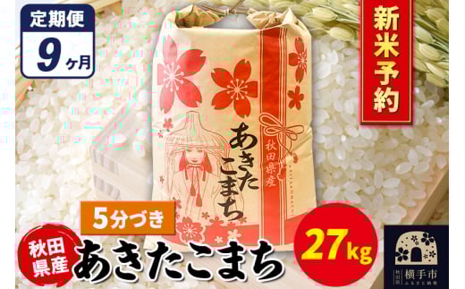 《令和7年産 新米受付》《定期便9ヶ月》あきたこまち 27kg【5分づき】秋田県産 こまちライン