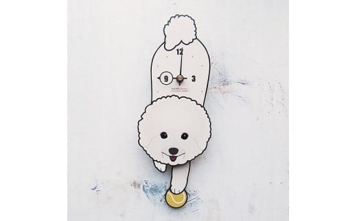 D-26F2 ビションフリーゼ-犬の振り子時計花02.PINK C-CD-026A