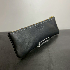 YIHALS ハンドメイド 牛革 ペンケース ブラック《靴屋が手掛ける革製品》｜イハレス レザー 革小物 [0648]
