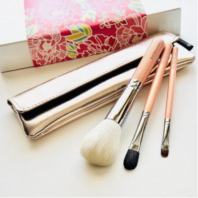 ふるさと納税 熊野町 熊野化粧筆　萌限定3本セット&amp;ケース　熊野筆ほうこどう