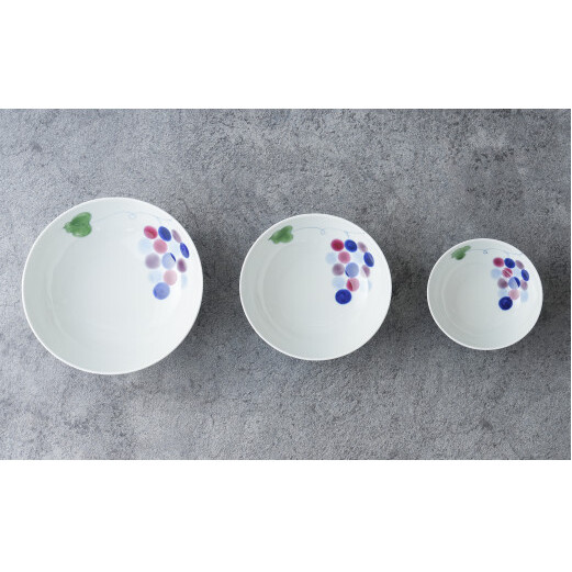 有田焼 彩り ぶどう お碗 大中小3点セット 大慶 食器 うつわ 器 普段使い ボウル 鉢 A30-466_イメージ3