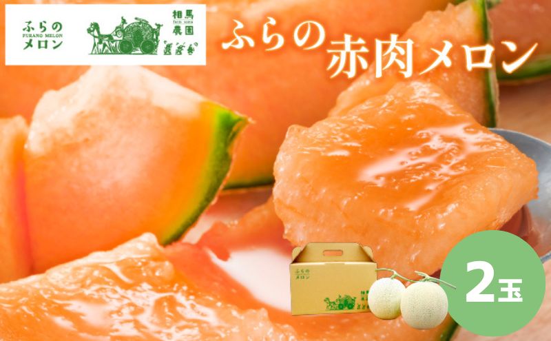 【2025年6月下旬～発送】ふらの 赤肉 メロン 2玉入 各2kg前後 北海道 富良野市 (相馬農園) メロン フルーツ 果物 新鮮 甘い 贈り物 ギフト 道産 ジューシー おやつ ふらの ブランド 夏 