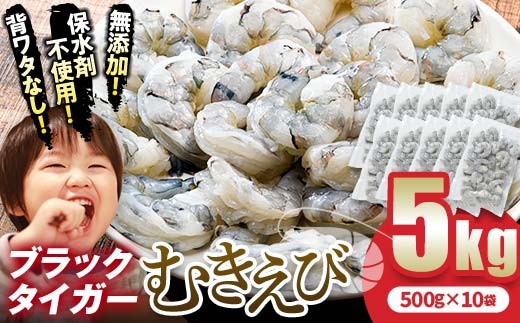 ブラックタイガー むきえび 5kg エビ 海老 むき身 海鮮 魚介類 無添加 バラ凍結 保水剤不使用 下処理済み F6L-1327