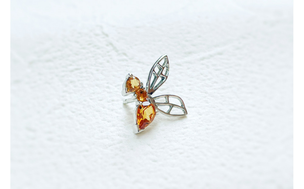 【プレゼント包装付き】ミツバチ ピンバッジ（SV /シトリン）