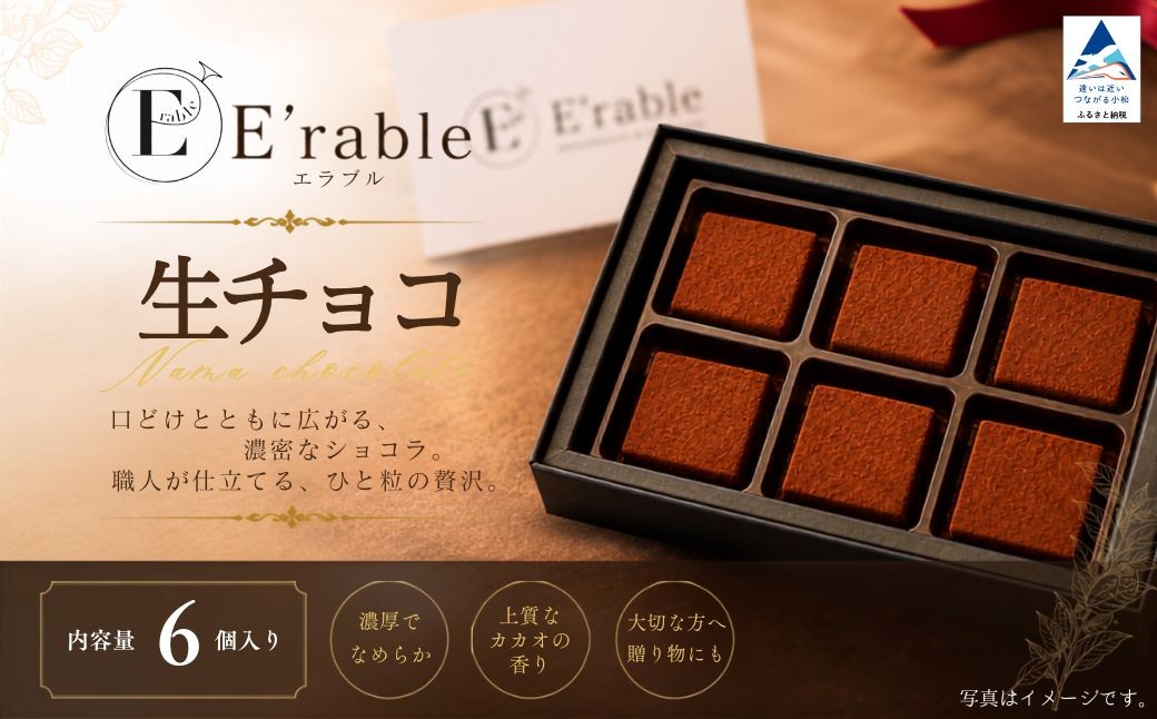 
                  生チョコ 6個入り チョコ チョコレート ショコラ スイーツ 贈答 プレゼント | 石川県 小松市 エラブル 【E'rable ショコラトリー パティスリー】
                