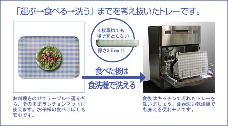 【ブルー2枚組】タツクラフト ST ランチョン トレー M 33cm ミルキー チェック