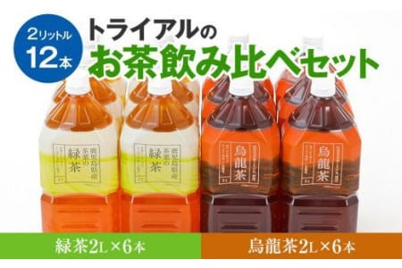 トライアルのお茶飲み比べセット（緑2L×6本・烏龍2L×6本） ペットボトル