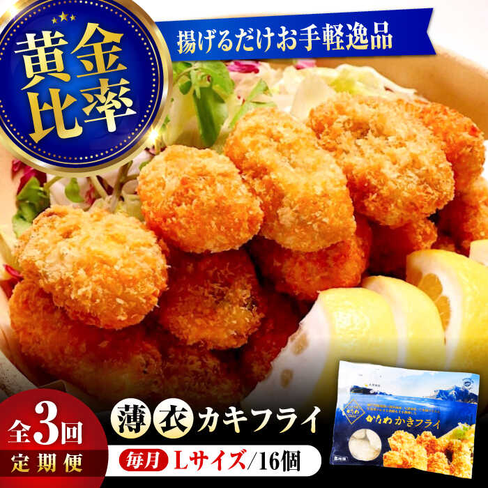 【ふるさと納税】【全3回定期便】牡蠣 冷凍 かなわ 広島牡蠣の老舗！安心・安全の新鮮牡蠣【瞬間冷凍】牡蠣 かきフライ Lサイズ 16個入 魚介類 和食 海鮮 海産物 広島県産 江田島市/株式会社かなわ[XBP048]