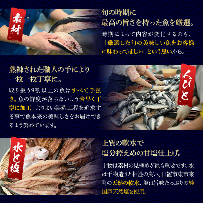 No.701 ＜先行予約受付中！定期便・計3回(3月・5月・7月)＞あじ、とろさば開き、鯛など鮮度抜群の干物セットを3回お届けする定期便！ 詰め合わせ 魚介類 おつまみ 頒布会 【みのだ食品】