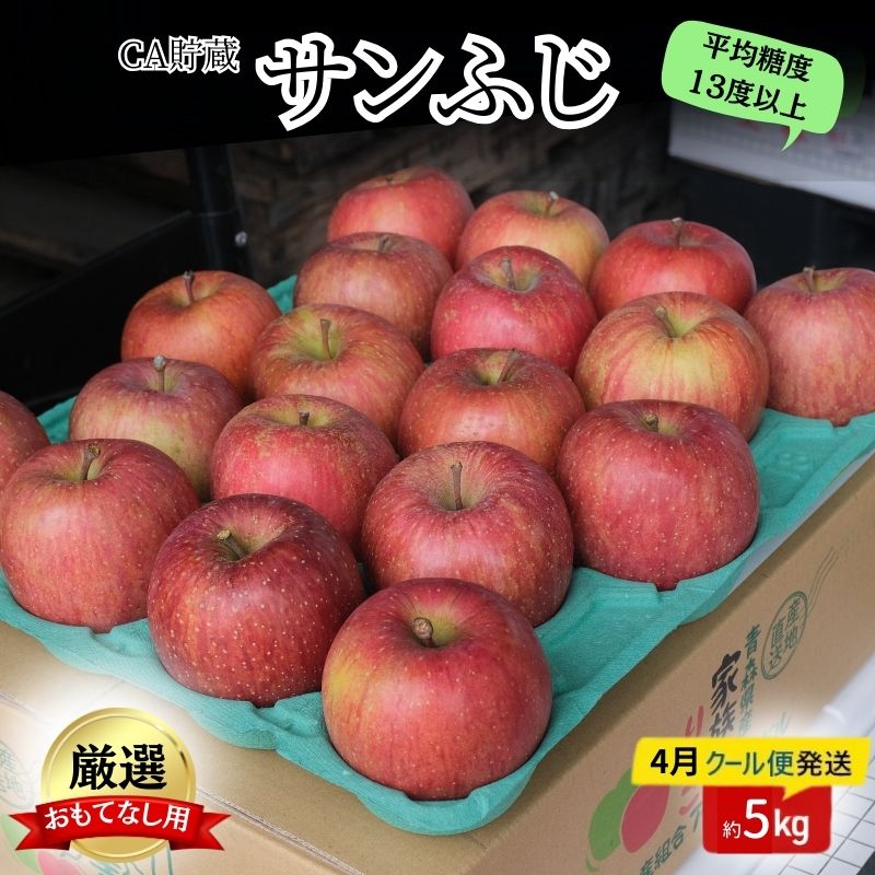 【ふるさと納税】りんご 【4月クール便発送】 平均糖度13度以上 おもてなし用 家庭用 CA貯蔵 サンふじ 約 5kg 【 青森りんご 】 果物 フルーツ デザート 食後 おやつ シャキシャキ ジューシー りんごの王様　お届け：2027年4月中