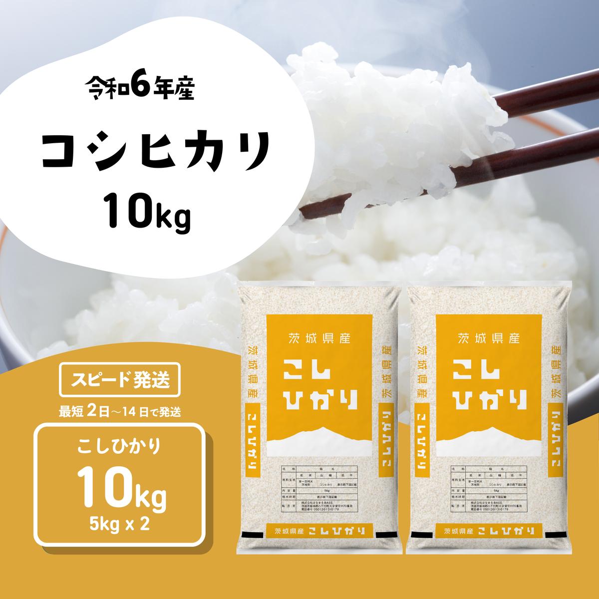 【スピード発送】コシヒカリ 10kg (5kgx2袋) 令和6年産 茨城県産 こしひかり 白米 精米 茨城県 八千代町 お米 米 [SF272yai]
