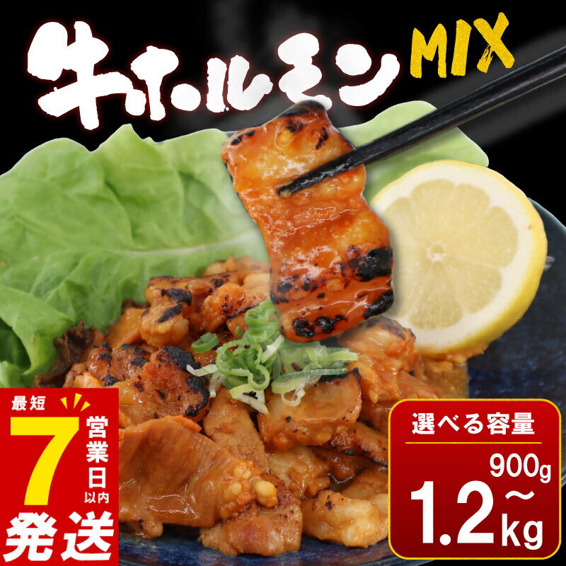 【ふるさと納税】 牛 ホルモン MIX 900g~1.2kg ＼最短7営業日以内発送／ 味噌漬け 小分け 焼くだけ 簡単調理 味付け みそ ミソ 牛肉 モツ 自家製特製タレ ホルモン ミックス もつ 晩酌 おつまみ おかず 焼肉 BBQ 冷凍 パック 肉 牛肉 焼き 肉 鍋 焼肉工房もく 奈良市 奈良県
