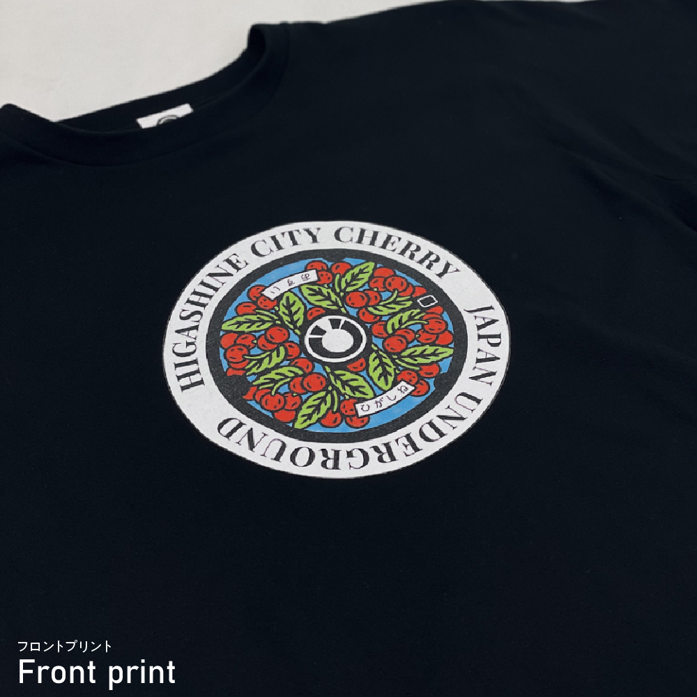 東根市 マンホールＴシャツ(黒)　Lサイズ　hi004-hi050-002r-l