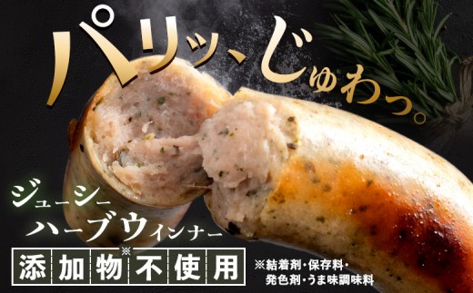 【定期便：2回】北海道産放牧豚 無添加ハーブソーセージ ×20パック