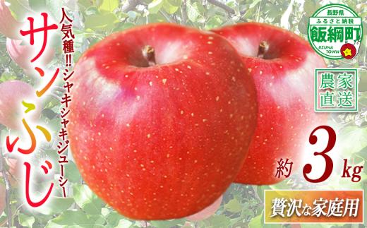 りんご サンふじ 贅沢な 家庭用 3kg ( 7玉 〜 12玉 ) 庚申山荘ファーム 沖縄県への配送不可 2026年11月中旬頃から2026年12月上旬頃まで順次発送予定 令和8年度収穫分 信州 果物 フルーツ リンゴ 林檎 長野 予約 農家直送 長野県 飯綱町 [1765]