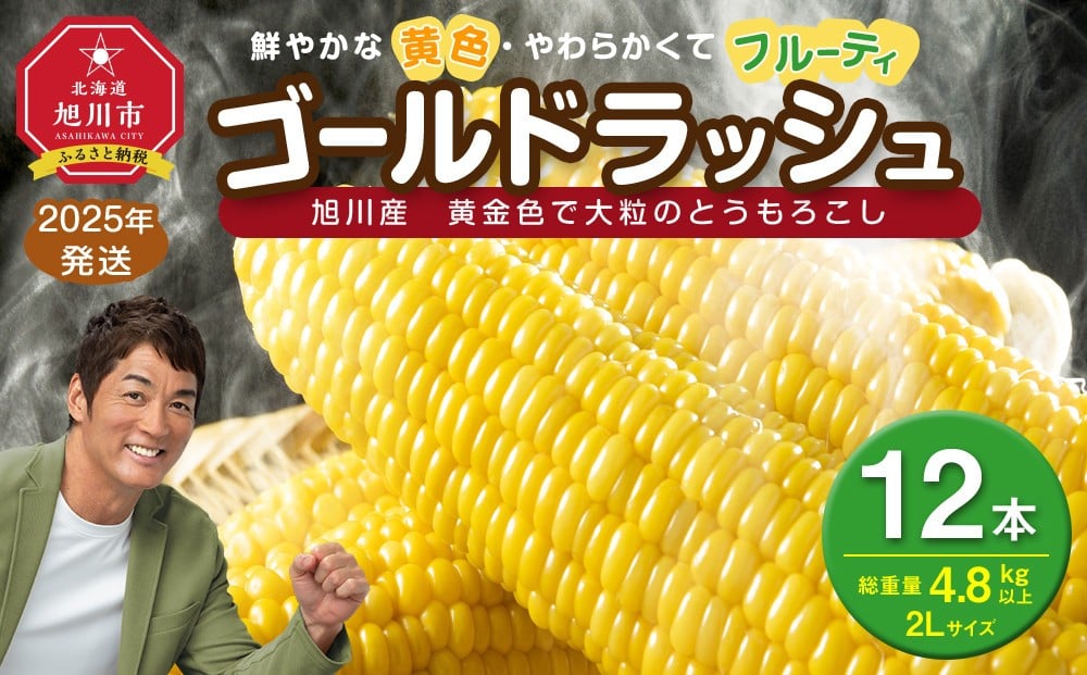 
            ◆ふるさとチョイス限定◆【先行予約】黄金色で大粒 ゴールドラッシュ 12本 4.8kg (2025年8月下旬より発送予定) 【 人気 北海道産 糖度 生 野菜 スイートコーン 産地直送 バーベキュー BBQ コーン 旬 お取り寄せ 旭川市 北海道 送料無料 】_00408
          