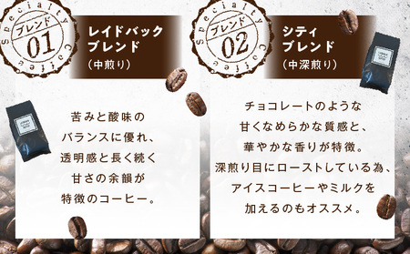 コーヒー 粉 コーヒー[レイドバック珈琲の自家焙煎スペシャルティコーヒーブレンド250g×2種セット(中挽きの粉)]