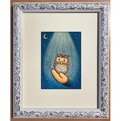 ふるさと納税 八尾市 ハガキ大原画【ふくろう】(F131)