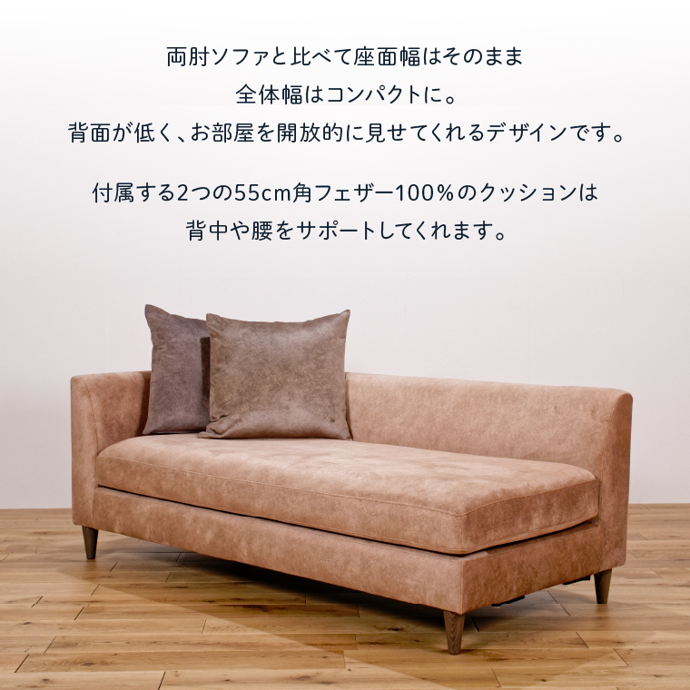 blocco MOLLE（モーレ）3人掛けソファ [片肘/55角クッション×2個付き/ペット対応生地]