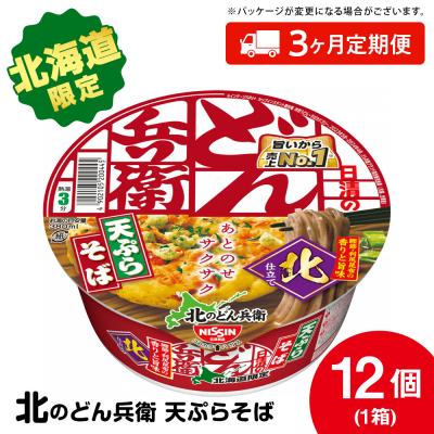 ふるさと納税 千歳市 【定期便3カ月】日清 北のどん兵衛 天ぷらそば [北海道仕様]12個