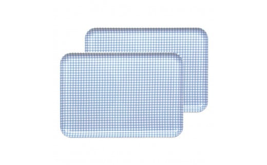 【ブルー2枚組】ST ランチョン トレー M 33cm チェック　タツクラフト