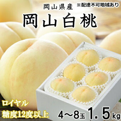 【ふるさと納税】桃 2026年 先行予約 岡山 白桃 ロイヤル 4～8玉 約1.5kg JAおかやまのもも（早生種・中生種） もも モモ 岡山県産 国産 フルーツ 果物 ギフト 　お届け：2026年7月上旬～2026年8月中旬