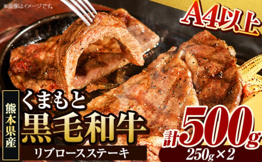 くまもと黒毛和牛 リブロースステーキ 500g ( 250g x 2枚 ) 牛肉 冷凍 《30日以内に出荷予定(土日祝除く)》 くまもと黒毛和牛 黒毛和牛 冷凍庫 個別 取分け 小分け 個包装 ステーキ肉 にも リブロースステーキ