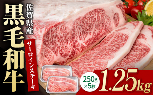 佐賀県産 黒毛和牛 贅沢 サーロインステーキ 250g×5枚（計1250g）【いろは精肉店】牛肉 国産 肉 和牛 [IAG018]